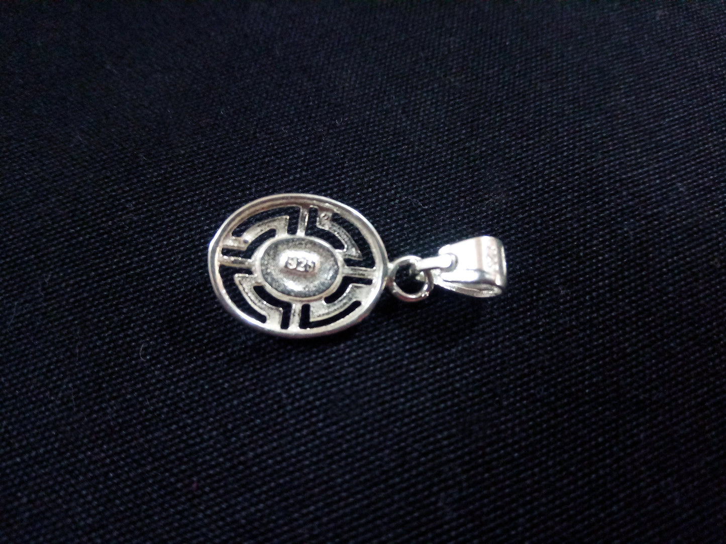 Sterling Silver 925 Evil Eye Greek Turkish Oval Meander Pendant 12x15mm, Mati Blue Evil Eye Pendant Pendant, Pendetif Grecque Mati