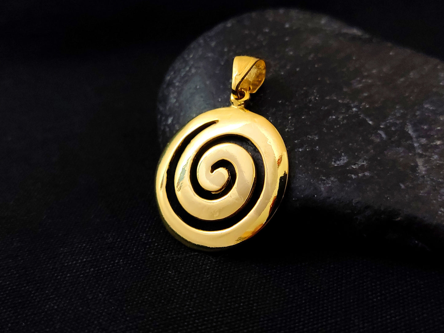 Sterling Silver 925 Greek Spiral Circle Of Life 21mm Gold Plated Round Galaxy Pendant, Meander Silver Pendant, Griechischer Silber Anhanger