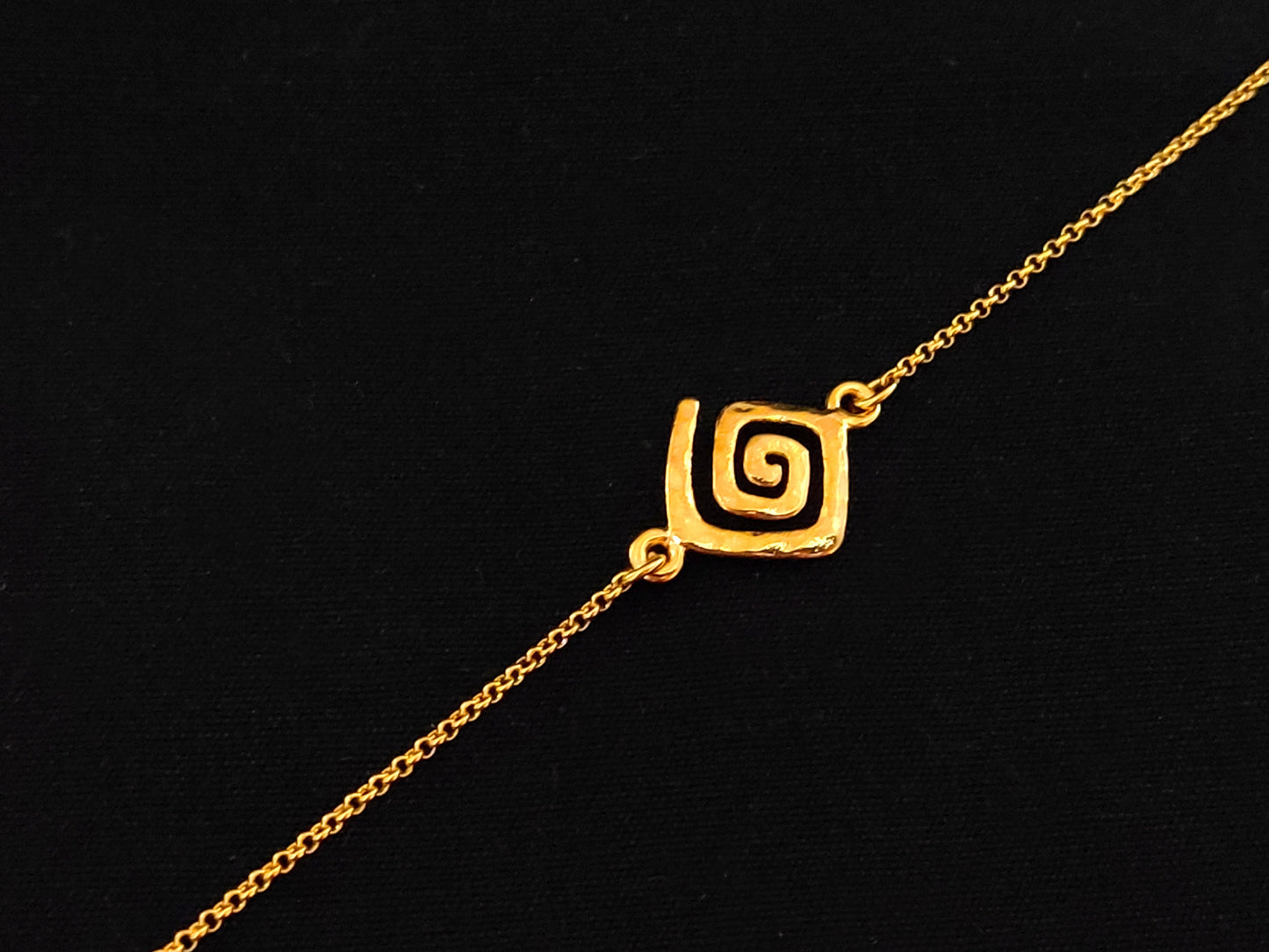 Sterling Silver 925 Ancient Greek Hammered Meander key Fine Chain Gold Plated Adjustable Bracelet 15x15mm, Griechischer Armband