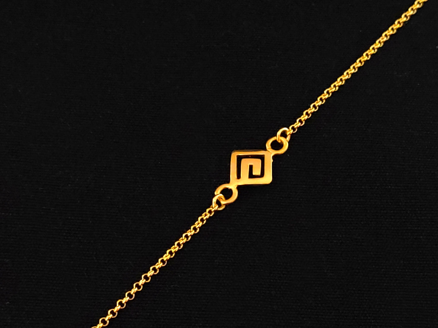 Sterling Silver 925 Ancient Greek Key Meander Fine Chain Gold Plated Adjustable Bracelet 8x8mm, Griechischer Silber Armband, Bijoux Grece