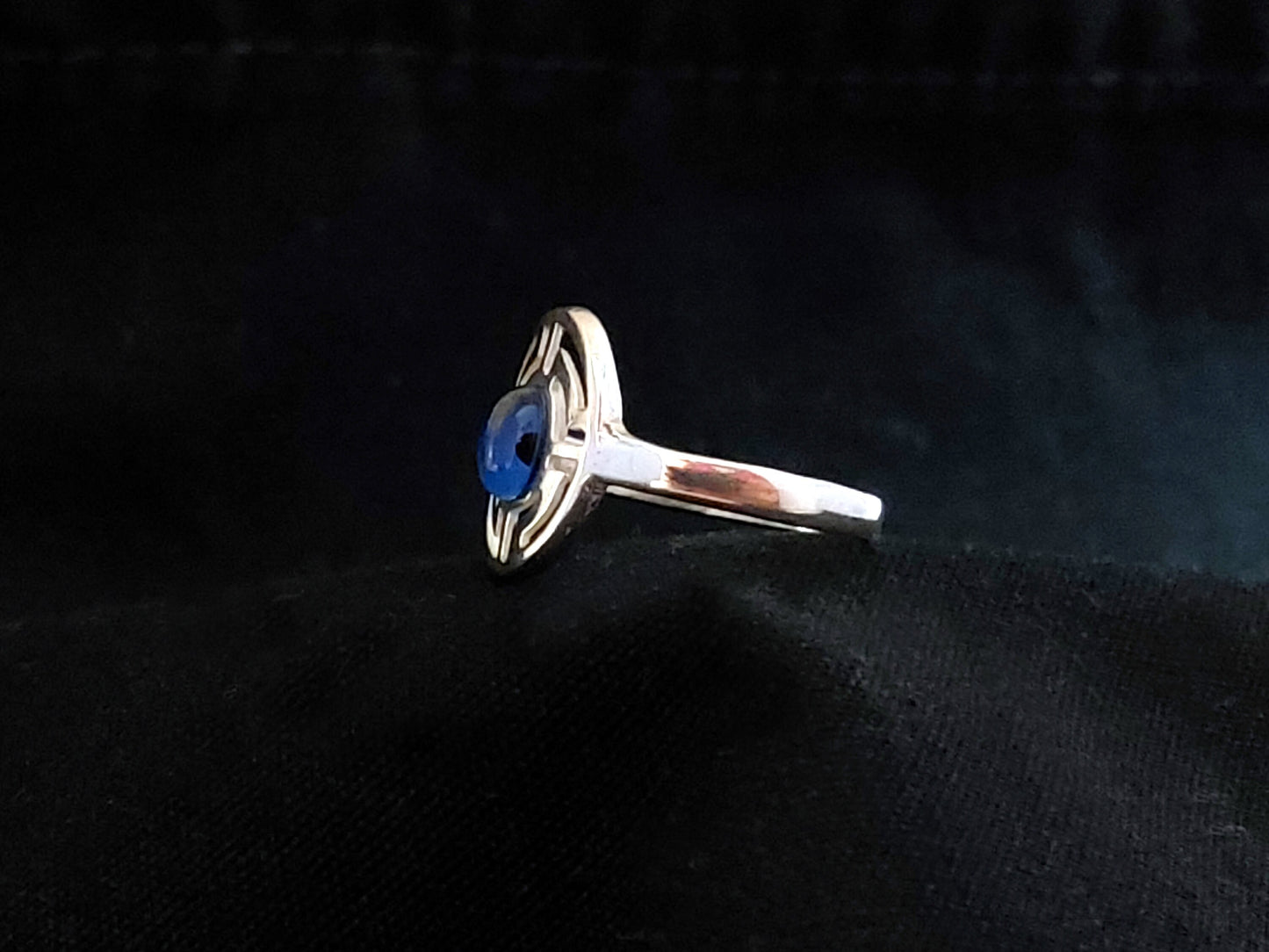 Sterling Silver 925 Ancient Greek Meander Blue Evil Eye Mati Oval Ring , Greek Jewelry, Griechische Silber Schmuck, Bague Grecque, Evil Eye