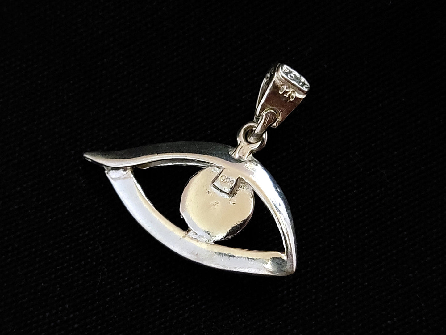 Sterling Silver 925 Evil Eye Greek Key Mati Horus Meander Pendant 25x12mm, Mati Blue Evil Eye Pendant Pendant, Pendetif Grecque Mati