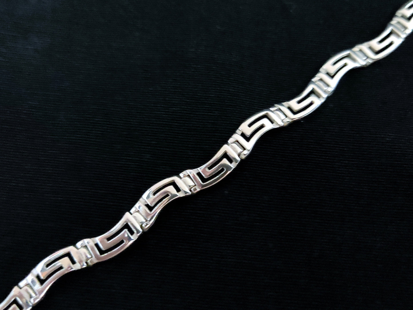 Sterling Silver 925 Ancient Greek Meander Wave Silver Greek Bracelet 5mm, Greek Jewelry, Griechische Silber Armband, Bracelet Grecque