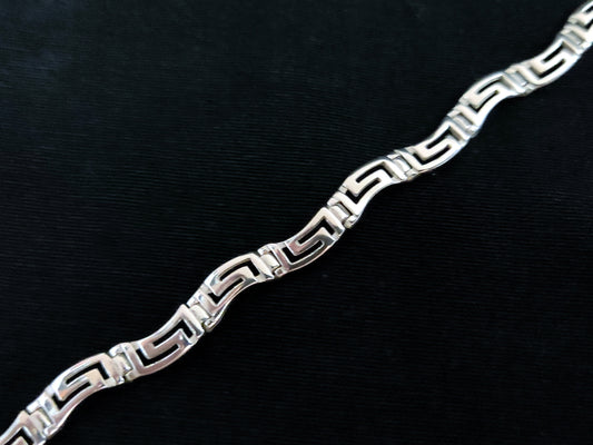 Sterling Silver 925 Ancient Greek Meander Wave Silver Greek Bracelet 5mm, Greek Jewelry, Griechische Silber Armband, Bracelet Grecque