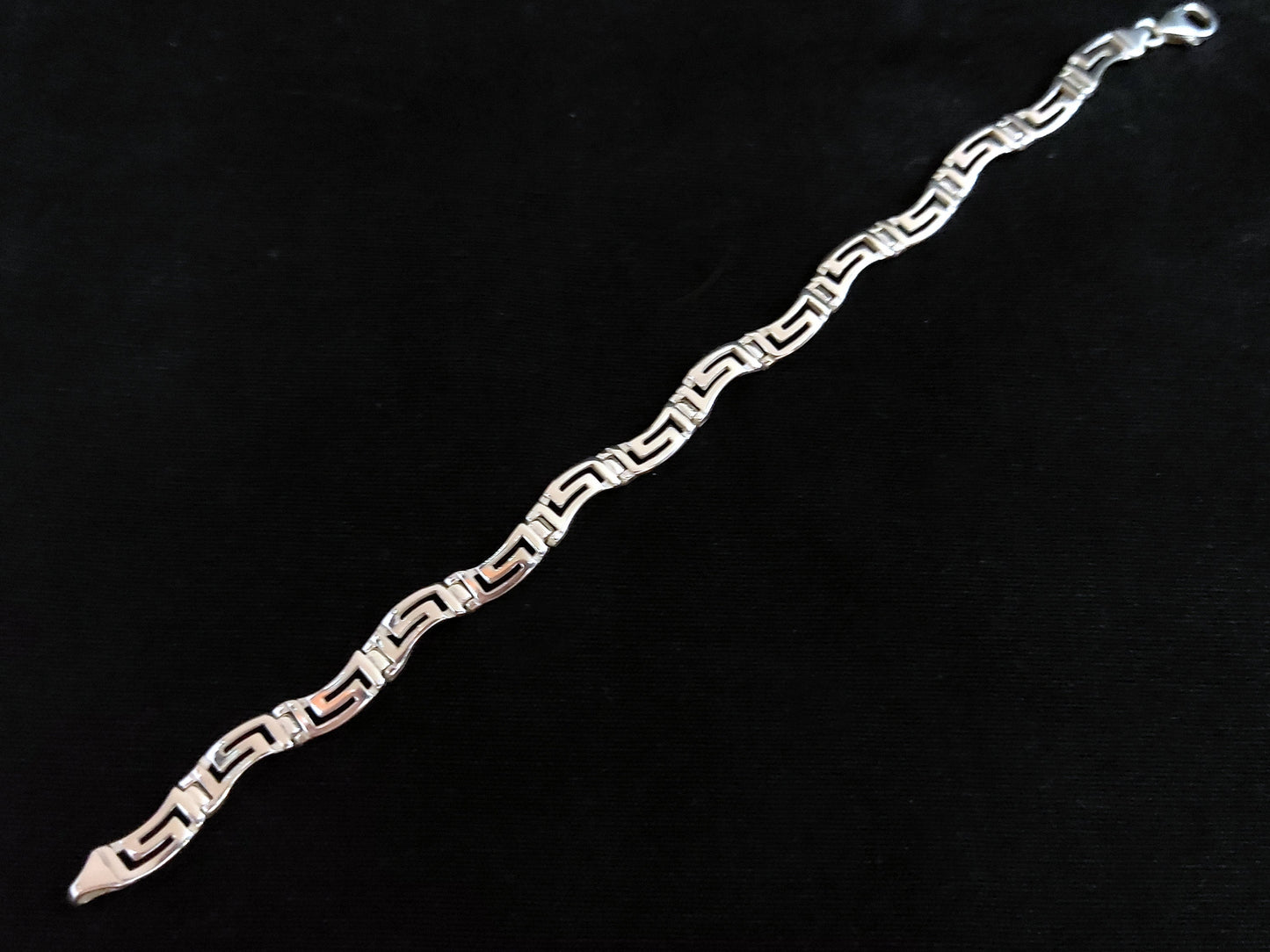 Sterling Silver 925 Ancient Greek Meander Wave Silver Greek Bracelet 5mm, Greek Jewelry, Griechische Silber Armband, Bracelet Grecque
