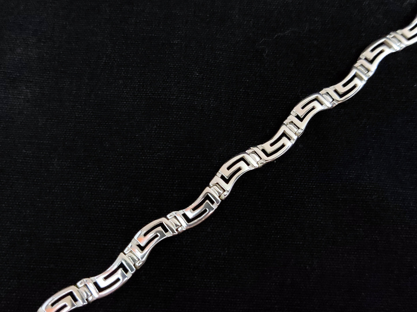 Sterling Silver 925 Ancient Greek Meander Wave Silver Greek Bracelet 5mm, Greek Jewelry, Griechische Silber Armband, Bracelet Grecque