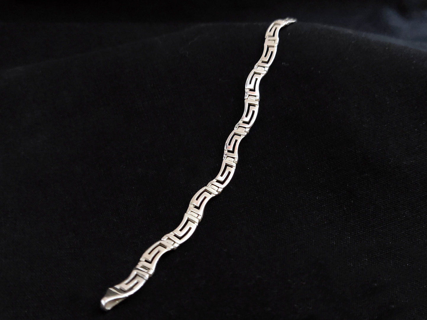 Sterling Silver 925 Ancient Greek Meander Wave Silver Greek Bracelet 5mm, Greek Jewelry, Griechische Silber Armband, Bracelet Grecque
