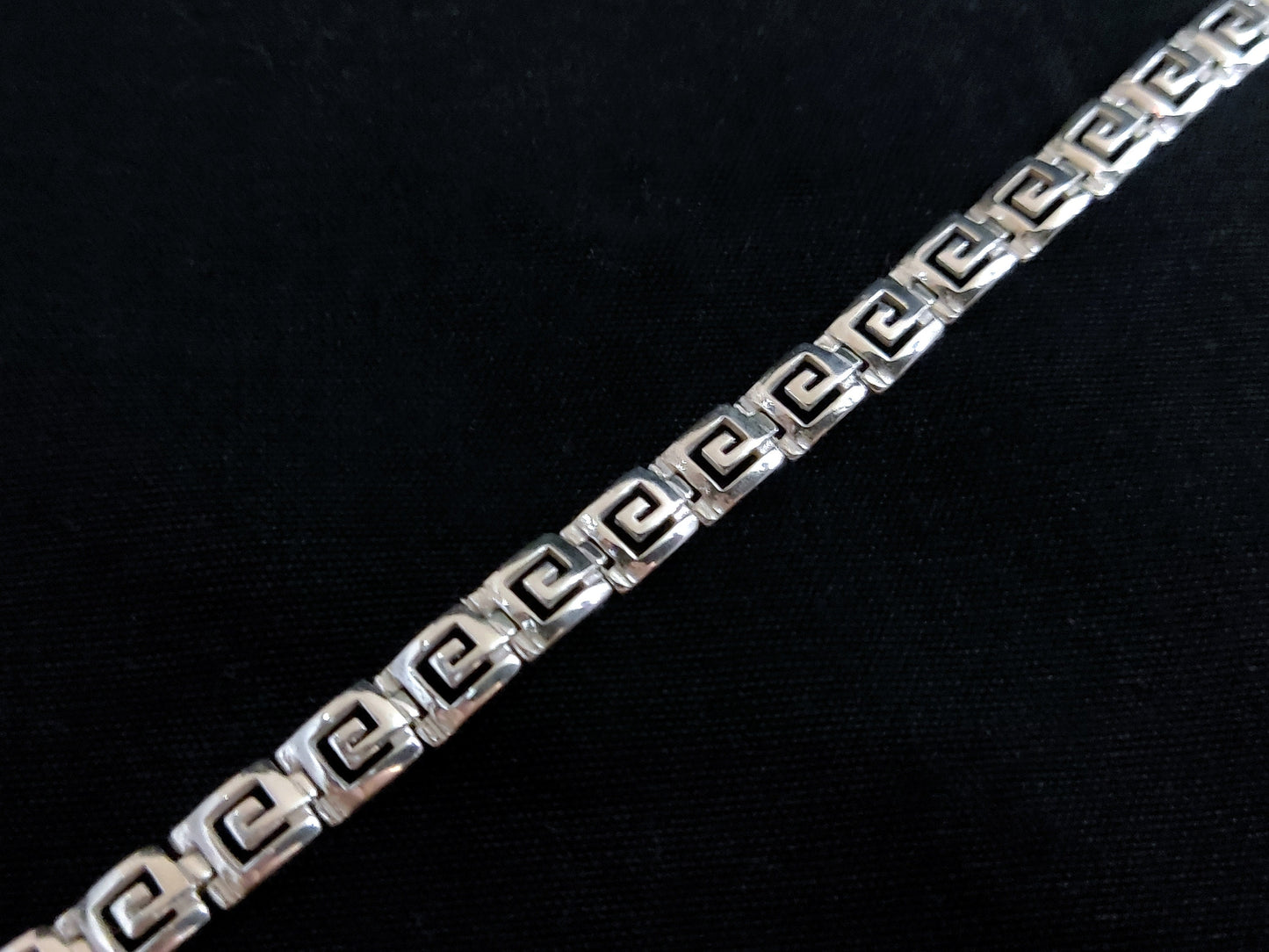Sterling Silver 925 Ancient Greek Meander Modern Silver Greek Bracelet 6mm, Greek Jewelry, Griechische Silber Armband, Bracelet Grecque
