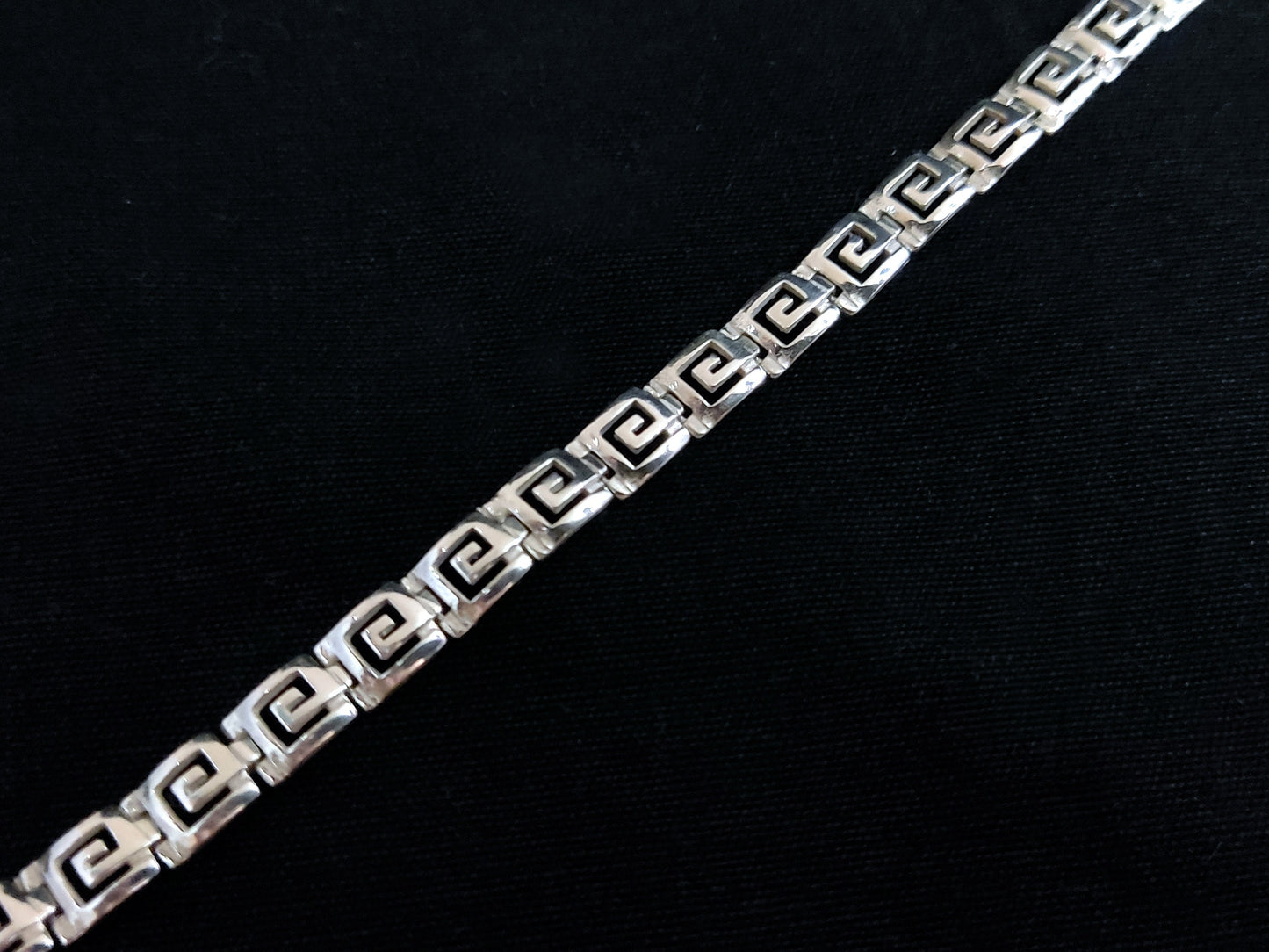 Sterling Silver 925 Ancient Greek Meander Modern Silver Greek Bracelet 6mm, Greek Jewelry, Griechische Silber Armband, Bracelet Grecque