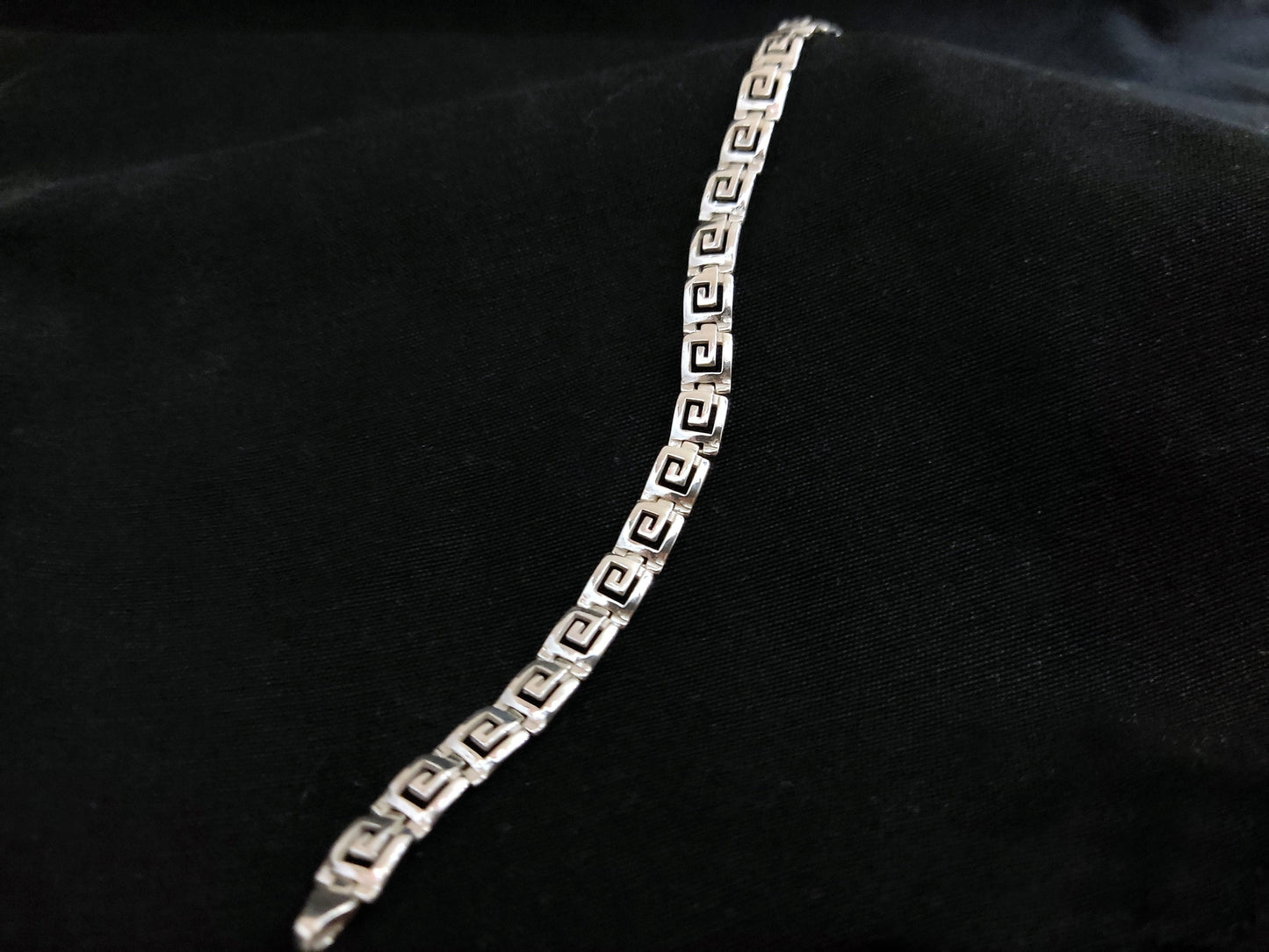 Sterling Silver 925 Ancient Greek Meander Modern Silver Greek Bracelet 6mm, Greek Jewelry, Griechische Silber Armband, Bracelet Grecque
