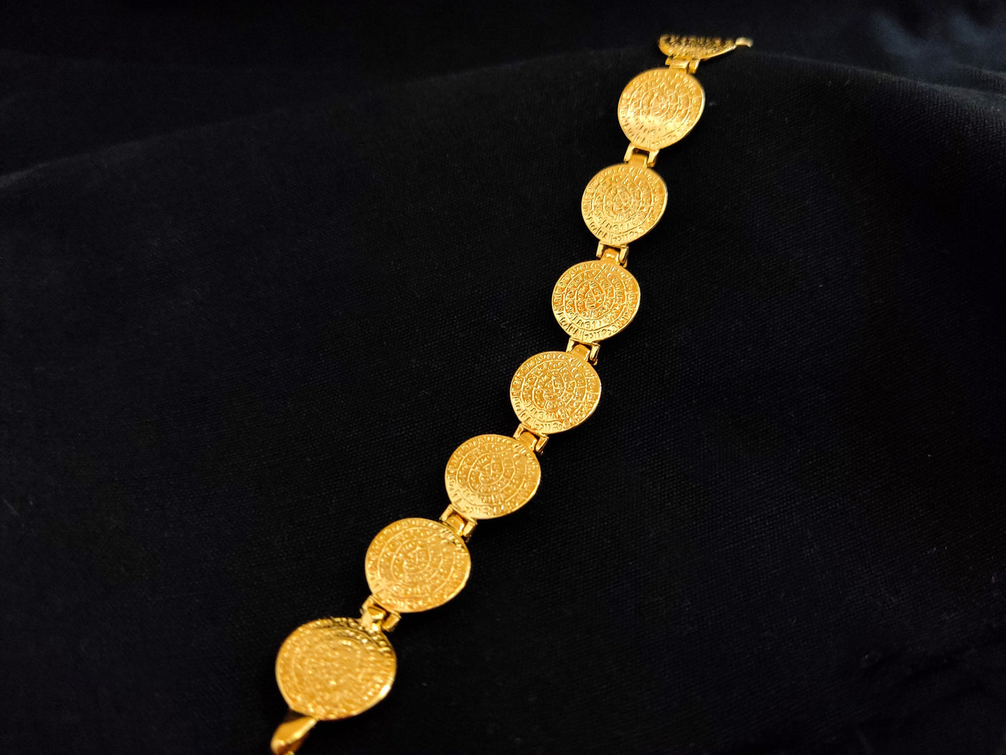 Sterling Silver 925 Phaistos Disc Minoan Gold Plated 22K Greek Bracelet 14mm, Greek Jewelry, Griechische Silber Armband, Bracelet Grecque