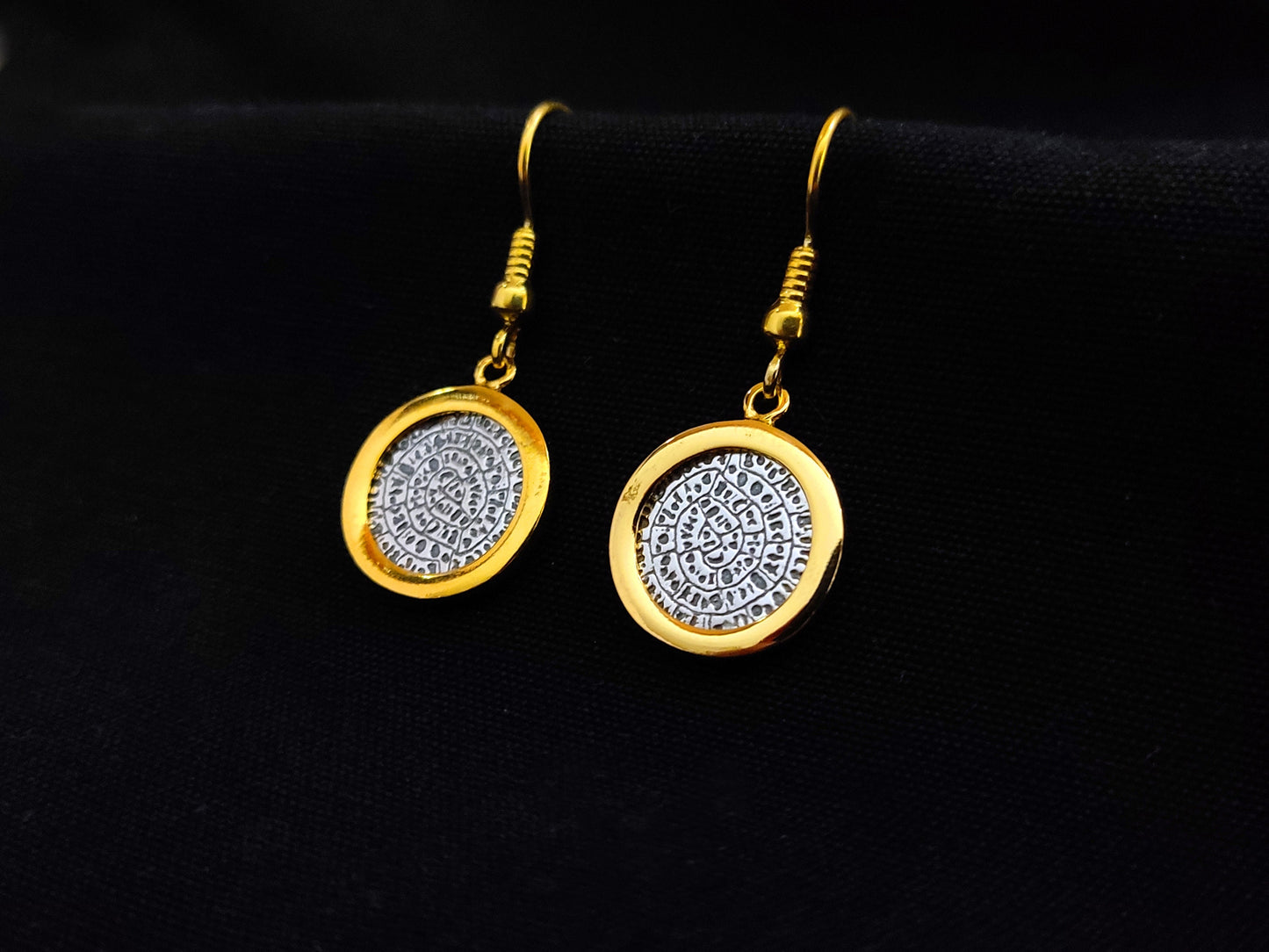 Phaistos Disc Dangle Earrings