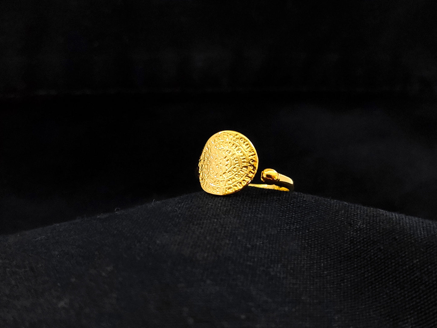 Phaistos Disc Gold Plated Silver Ring 13mm