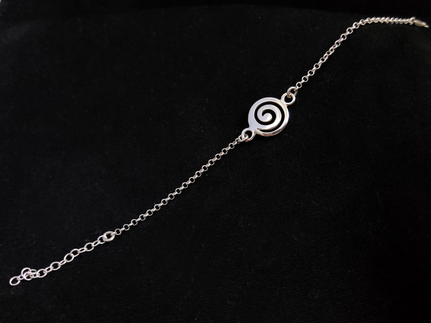 Sterling Silver 925 Ancient Greek Spiral Fine Chain Adjustable Bracelet 13mm, Griechischer Armband, Bijoux Grecque Grece, Greek Jewelry
