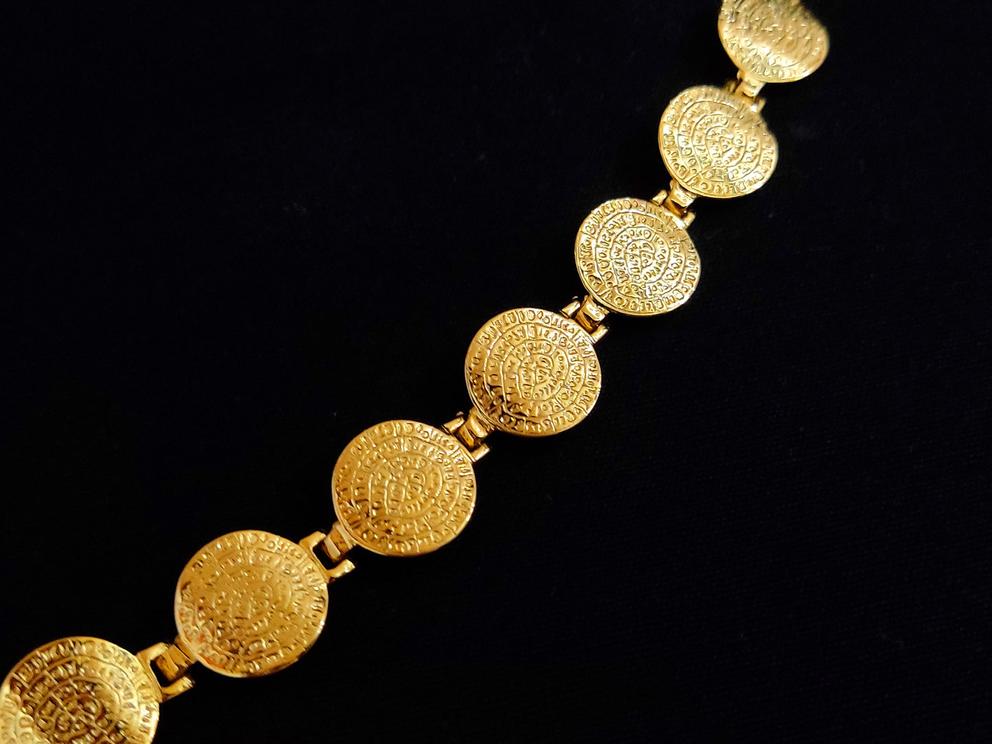 Sterling Silver 925 Phaistos Disc Minoan Gold Plated 22K Greek Bracelet 14mm, Greek Jewelry, Griechische Silber Armband, Bracelet Grecque
