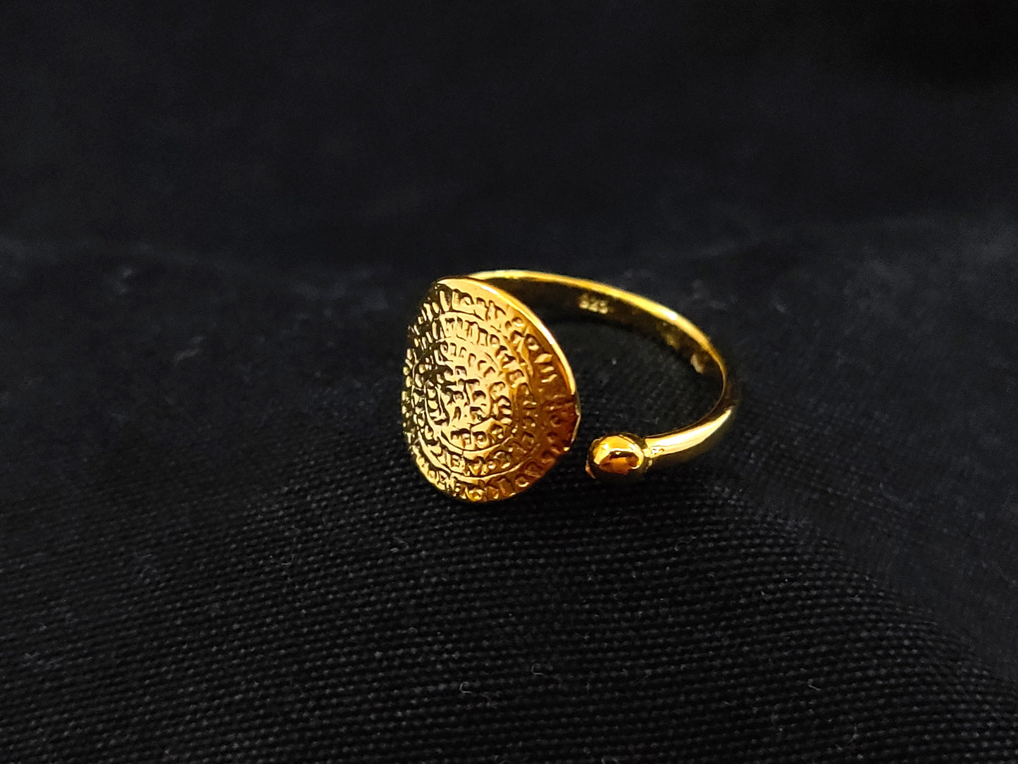 Phaistos Disc Gold Plated Silver Ring 13mm