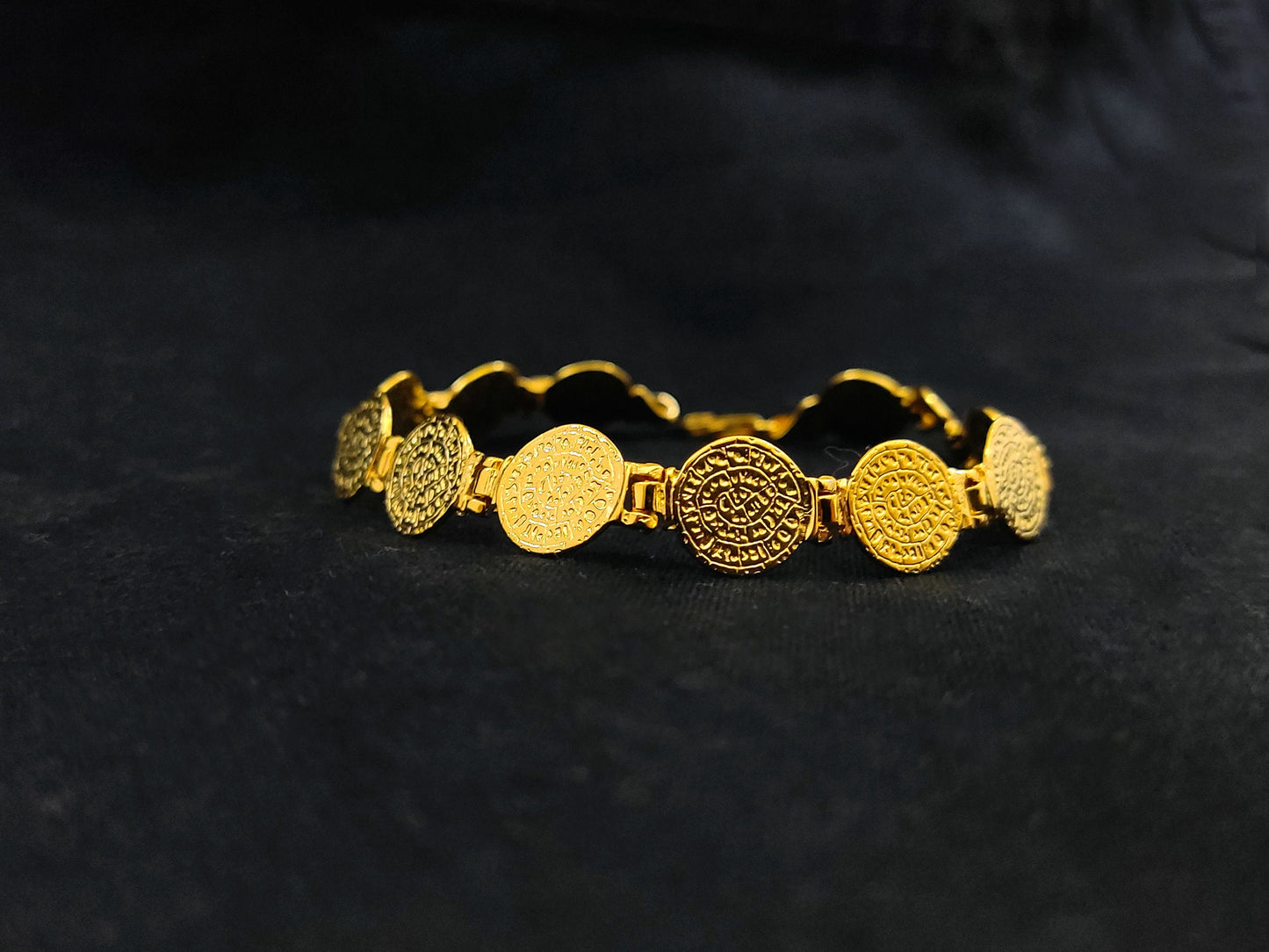 Sterling Silver 925 Phaistos Disc Minoan Gold Plated 22K Greek Bracelet 10mm, Greek Jewelry, Griechische Silber Armband, Bracelet Grecque
