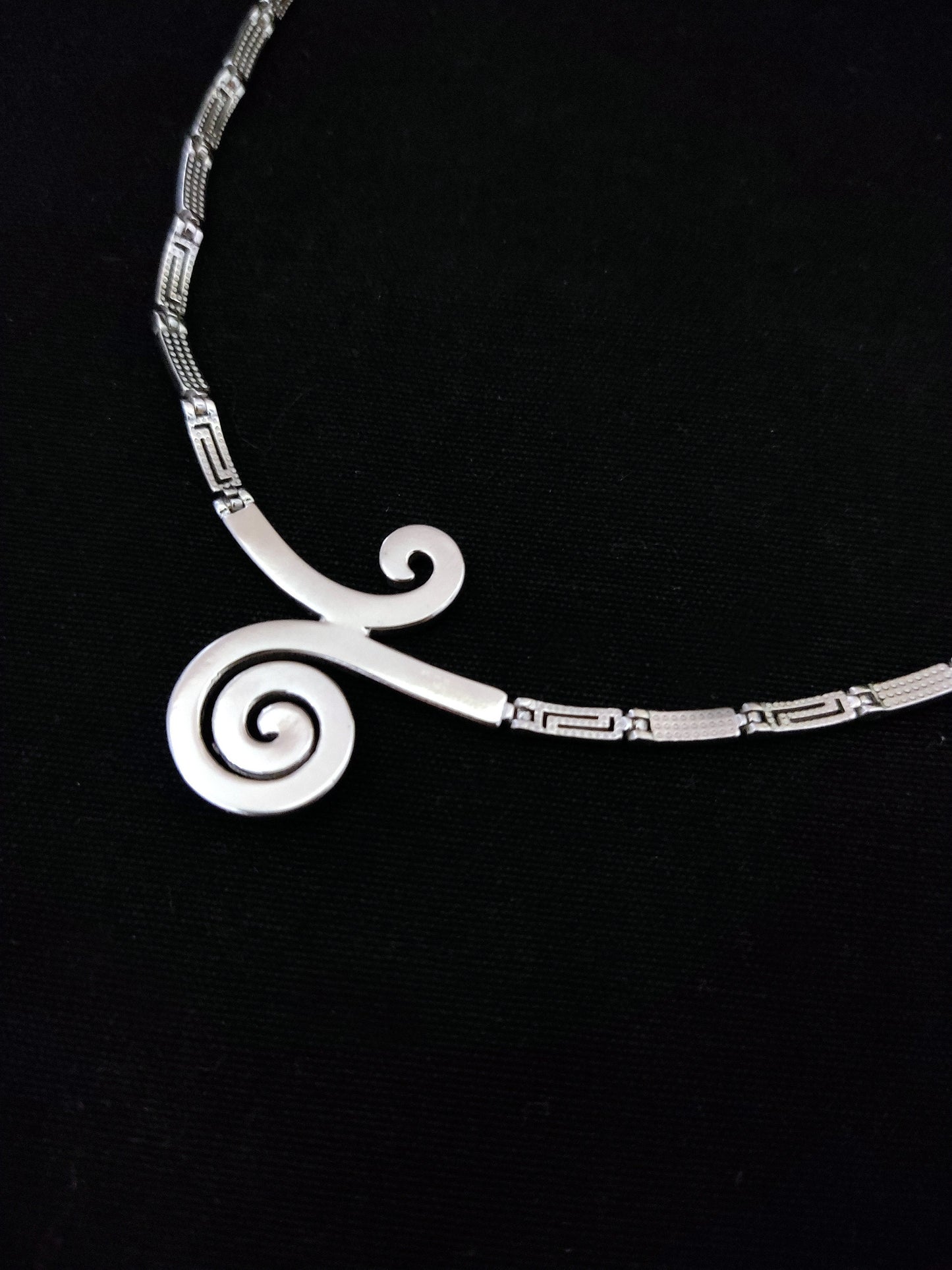 Sterling Silver 925 Fire Rainbow Blue Opal Greek Double Spiral Wave Necklace ,Griechischer Opal Silber Kette, Bijoux Grecque, Greek Jewelry