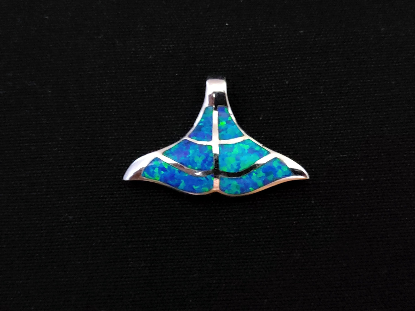 Sterling Silver 925 Blue Opal Greek Whale Tail Pendant 31x20mm , Greek Opal Tail Pendant, Greek Jewelry, Griechischer Opal Anhanger, Grecque