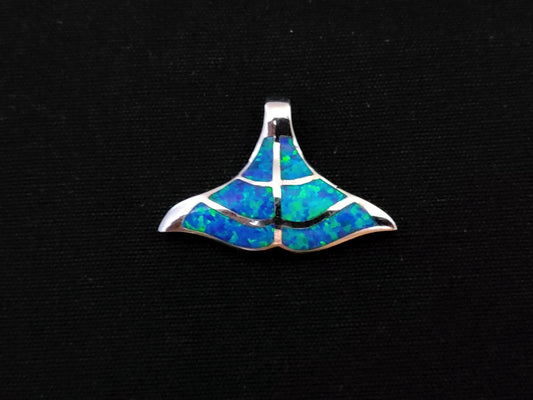 Sterling Silver 925 Blue Opal Greek Whale Tail Pendant 31x20mm , Greek Opal Tail Pendant, Greek Jewelry, Griechischer Opal Anhanger, Grecque