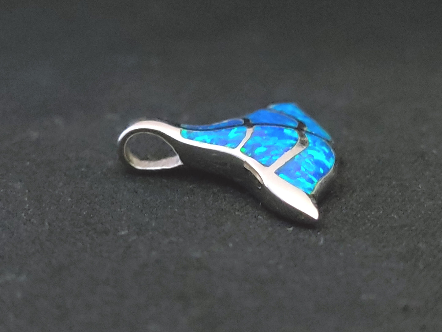 Sterling Silver 925 Blue Opal Greek Whale Tail Pendant 31x20mm , Greek Opal Tail Pendant, Greek Jewelry, Griechischer Opal Anhanger, Grecque