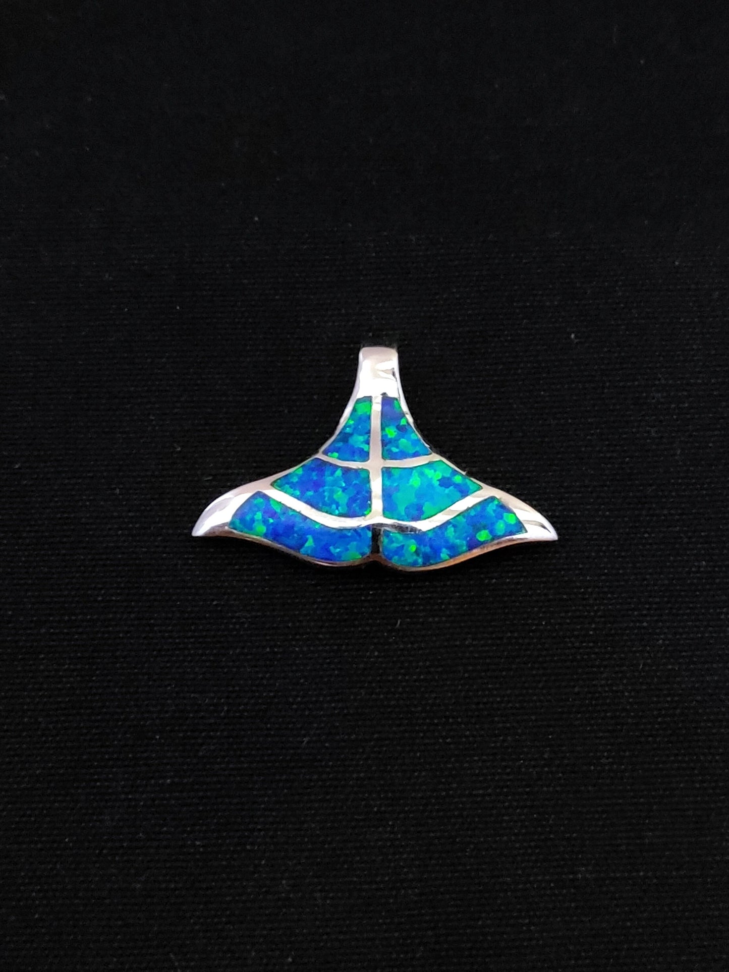 Sterling Silver 925 Blue Opal Greek Whale Tail Pendant 31x20mm , Greek Opal Tail Pendant, Greek Jewelry, Griechischer Opal Anhanger, Grecque