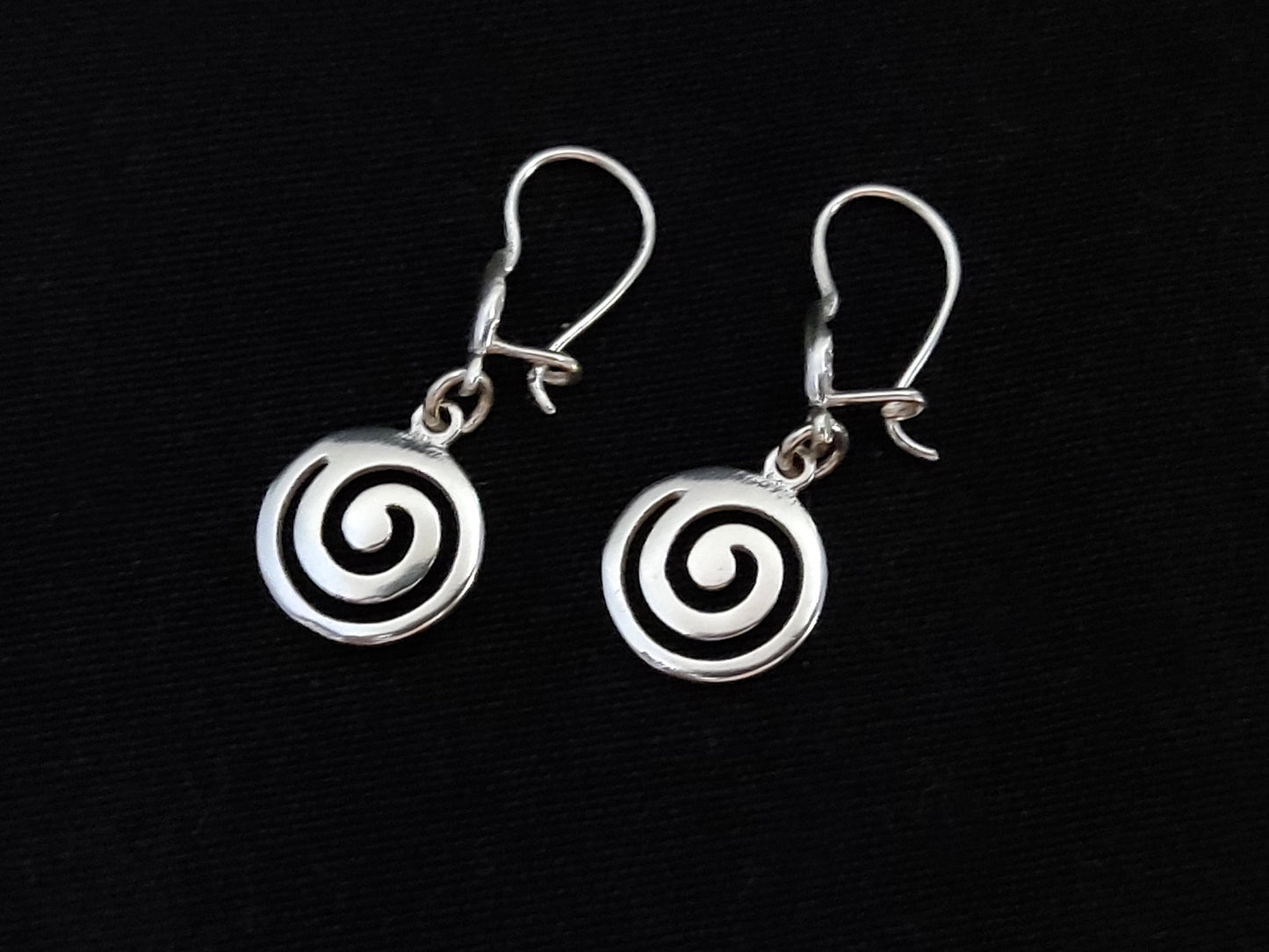 Sterling Silver 925 Greek Spiral Swirl Vortex Dangle Earrings 12mm, Greek Silver Spiral Earrings, Greek Jewelry, Griechische Silber Ohrringe