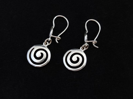 Sterling Silver 925 Greek Spiral Swirl Vortex Dangle Earrings 12mm, Greek Silver Spiral Earrings, Greek Jewelry, Griechische Silber Ohrringe
