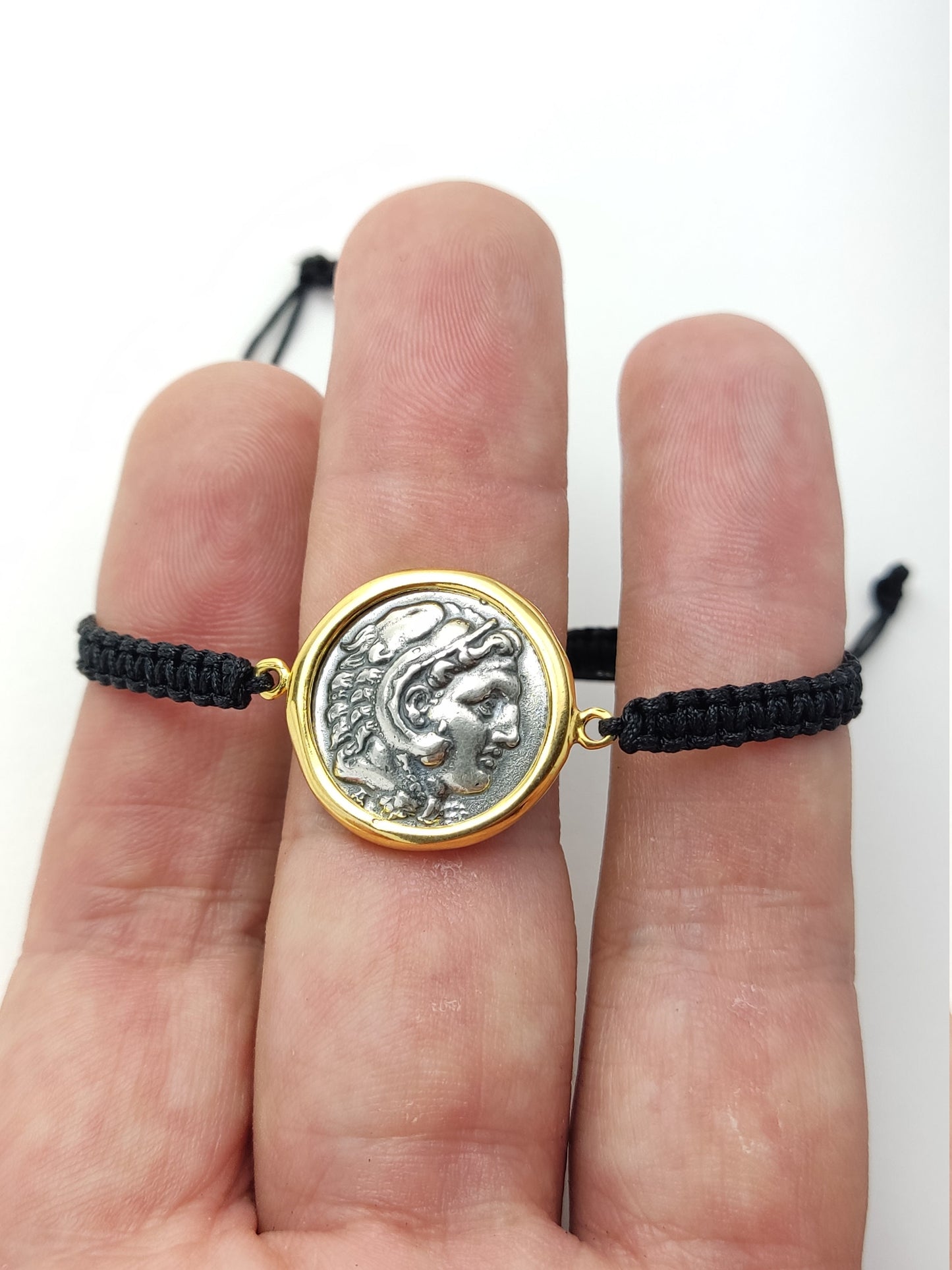 Alexander The Great Cord Silver Bracelet