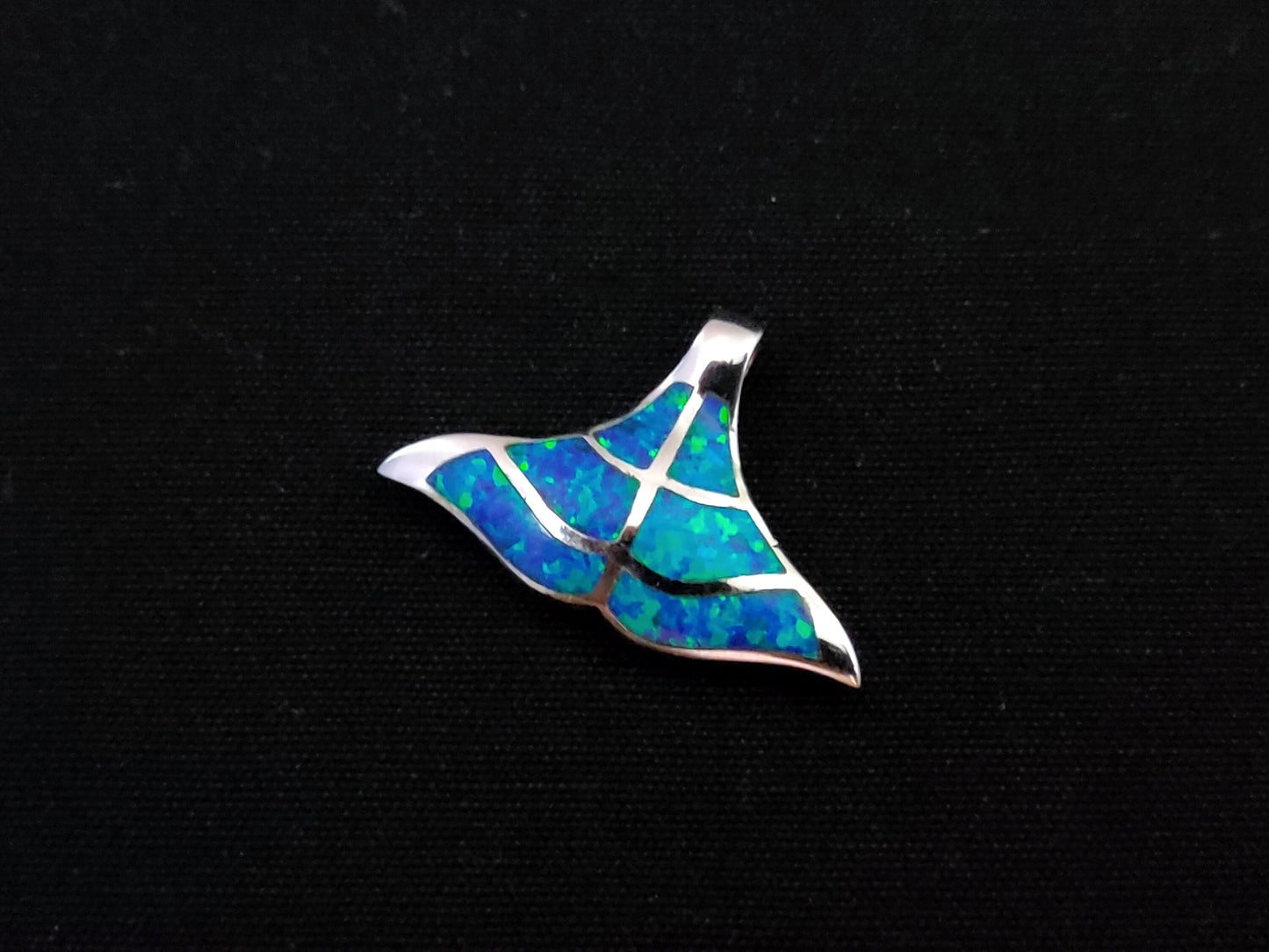 Sterling Silver 925 Blue Opal Greek Whale Tail Pendant 31x20mm , Greek Opal Tail Pendant, Greek Jewelry, Griechischer Opal Anhanger, Grecque