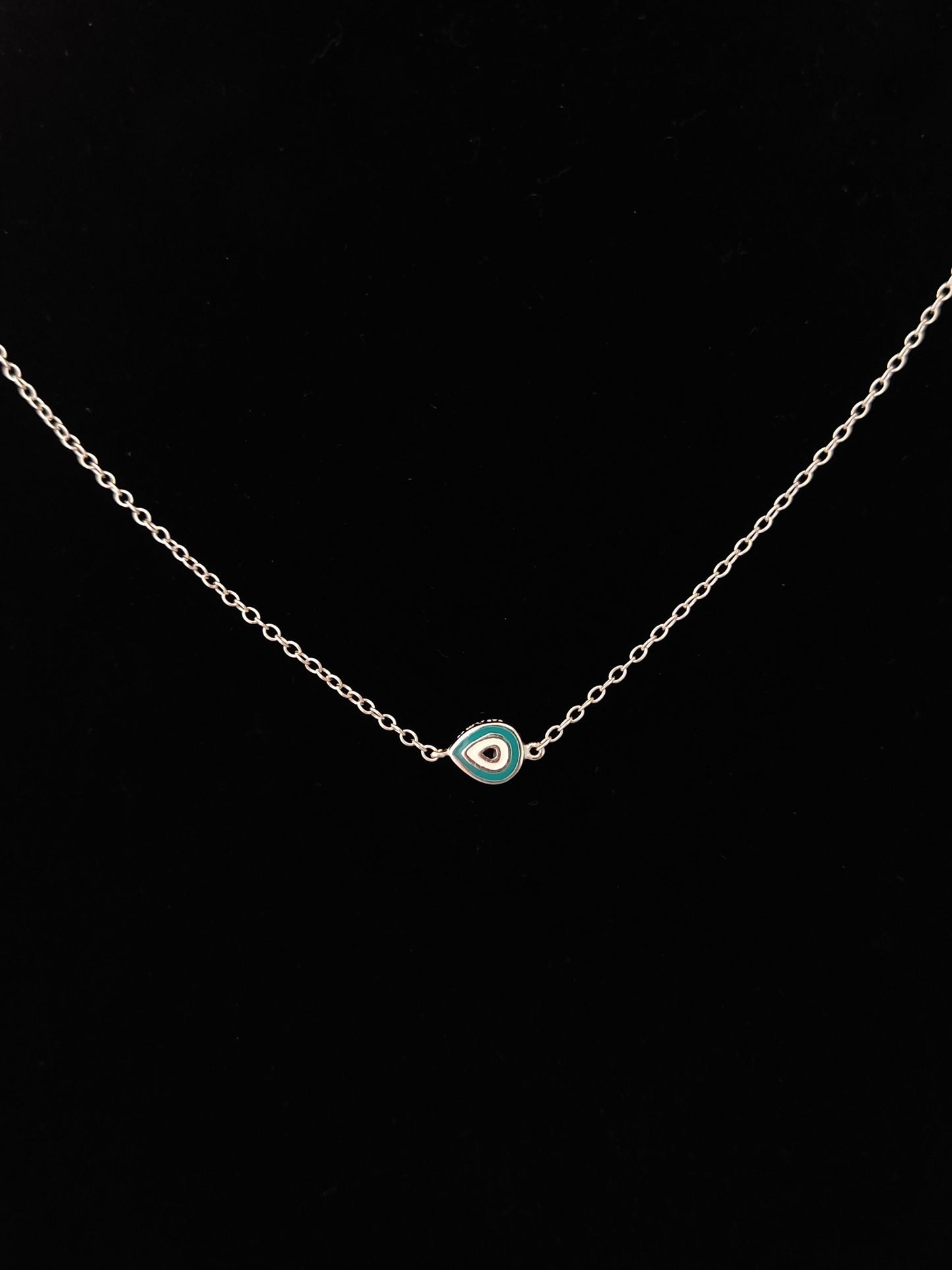 Sterling Silver 925 Small Minimalist Good Luck Enamel Evil Eye Chain Pendant Necklace, Griechischer Kette, Bijoux Grecque, Greek Jewelry