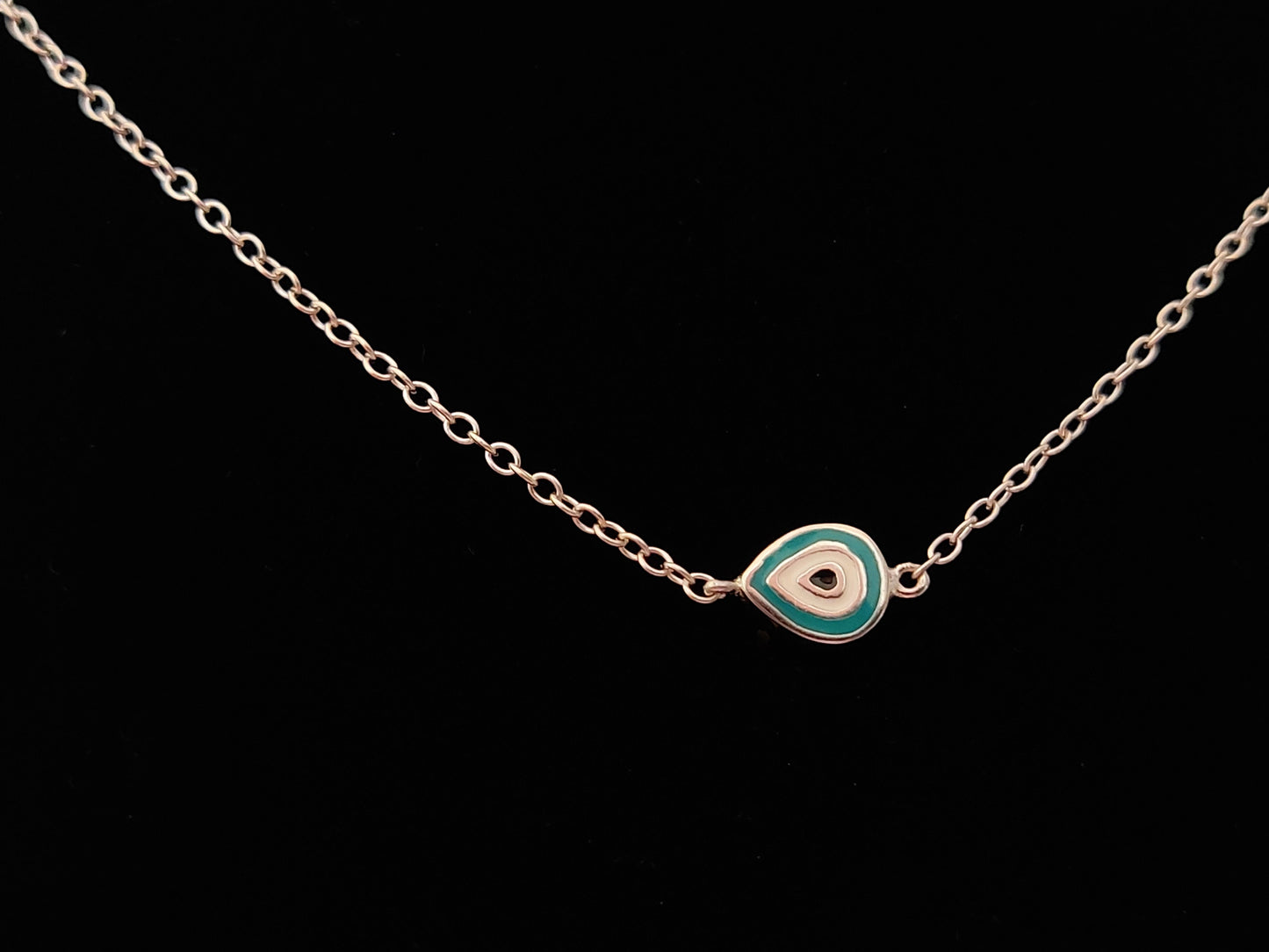 Sterling Silver 925 Small Minimalist Good Luck Enamel Evil Eye Chain Pendant Necklace, Griechischer Kette, Bijoux Grecque, Greek Jewelry