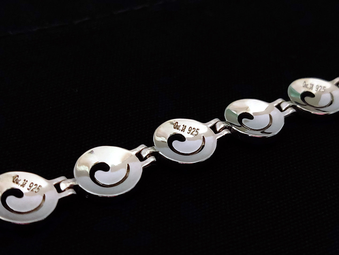 Sterling Silver 925 Greek Spiral Fire Blue Opal 10mm Bracelet, Infinity Blue Opal Bracelet , Griechischer Blau Opal Armband, Bijoux Grecque