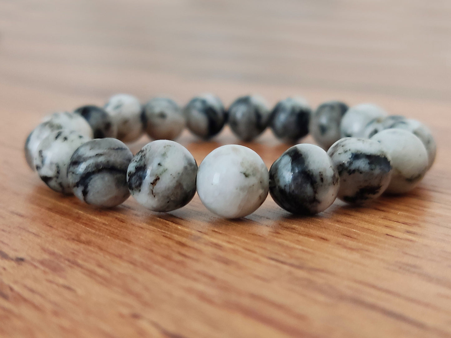 Natural Black-White Jasper 10mm Stones Bracelet, Jasper Bracelet, Jasper Bracelet, Stones Men Women Bracelet, Jasper Iaspis Stein Armband