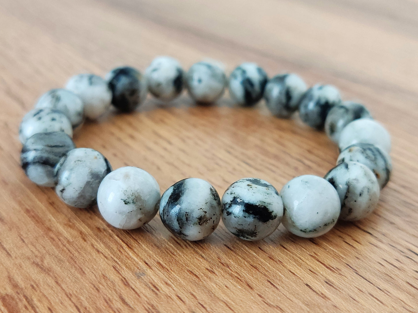 Natural Black-White Jasper 10mm Stones Bracelet, Jasper Bracelet, Jasper Bracelet, Stones Men Women Bracelet, Jasper Iaspis Stein Armband