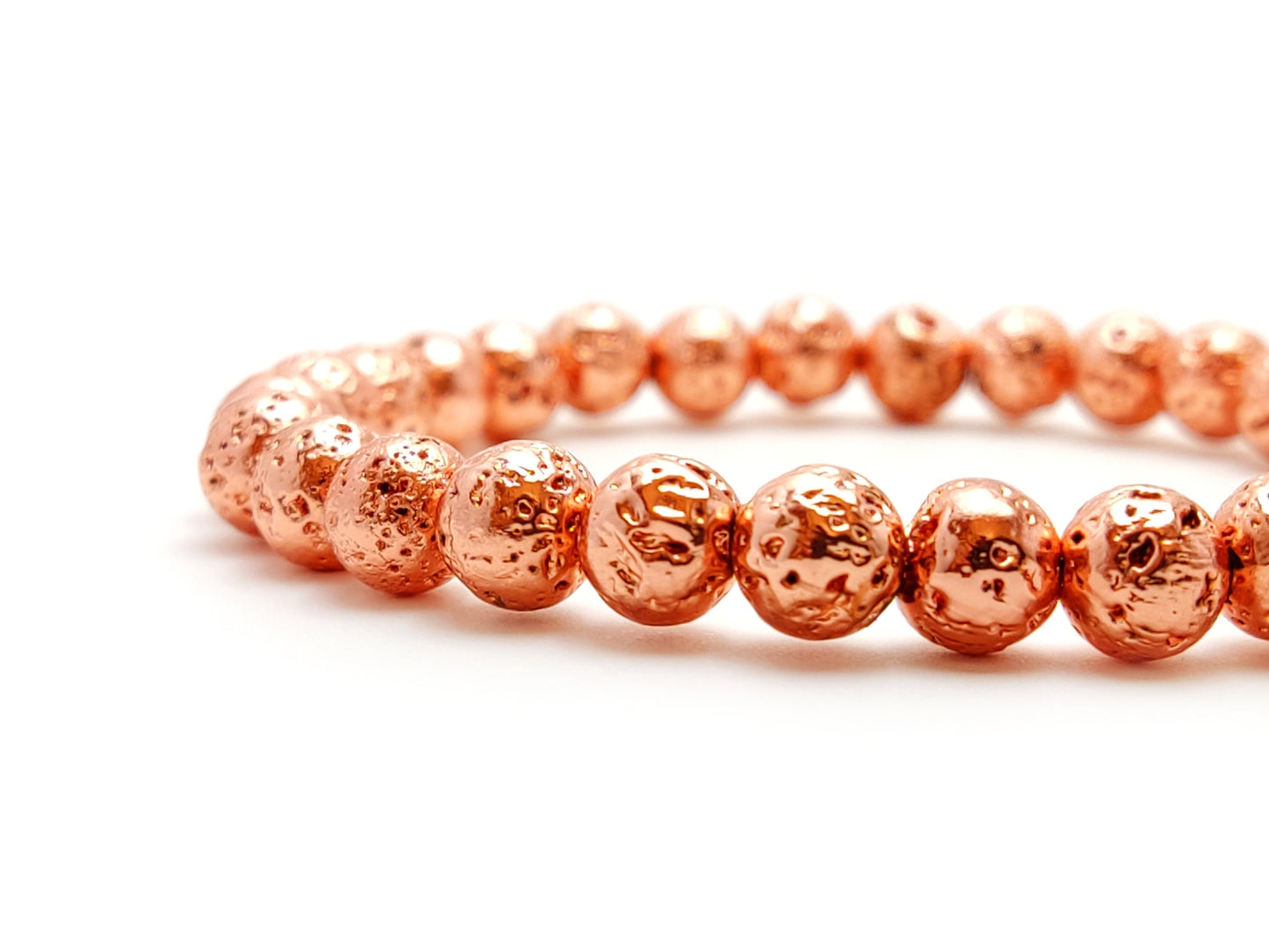 Volcanic Lava Copper Rose Gold Plated Small Stones 6mm Stretch Bracelet, Rose Color Lava Stone Bracelet, Jewelry From Greece, Lava Jewelry