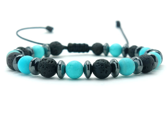 Lava Bracelet, Lava Turquoise Men Women Adjustable Bracelet, Turquoise Bracelet, Santorini Volcanic Lava Stone Bracelet, Mens Bracelet, Lava