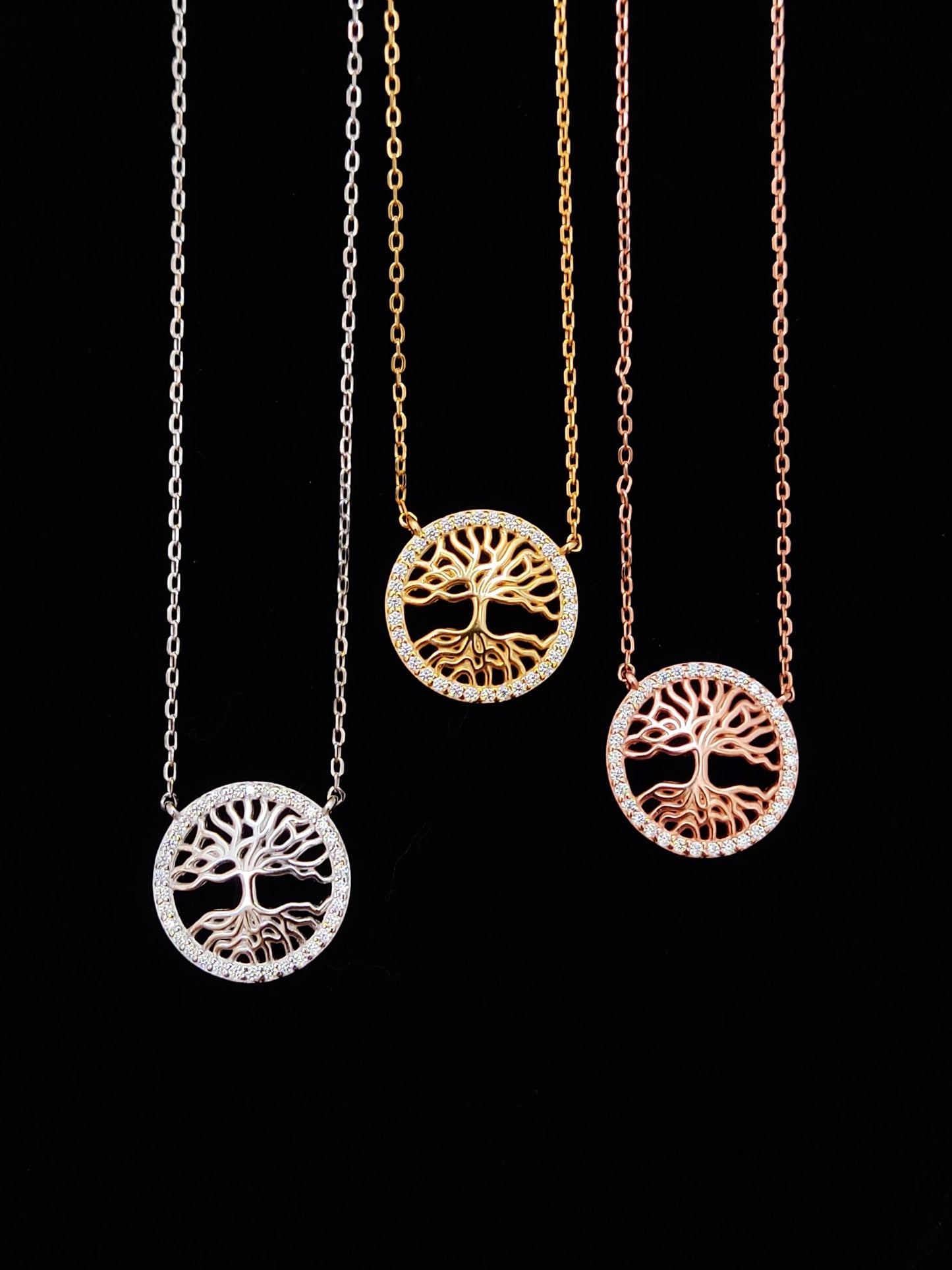Sterling Silver 925 Silver-Gold-Rose Gold Small Tree Of Life Pendant Necklace, Tiny Tree Of Life Pendant 15mm, Minimalist Necklace Jewelry