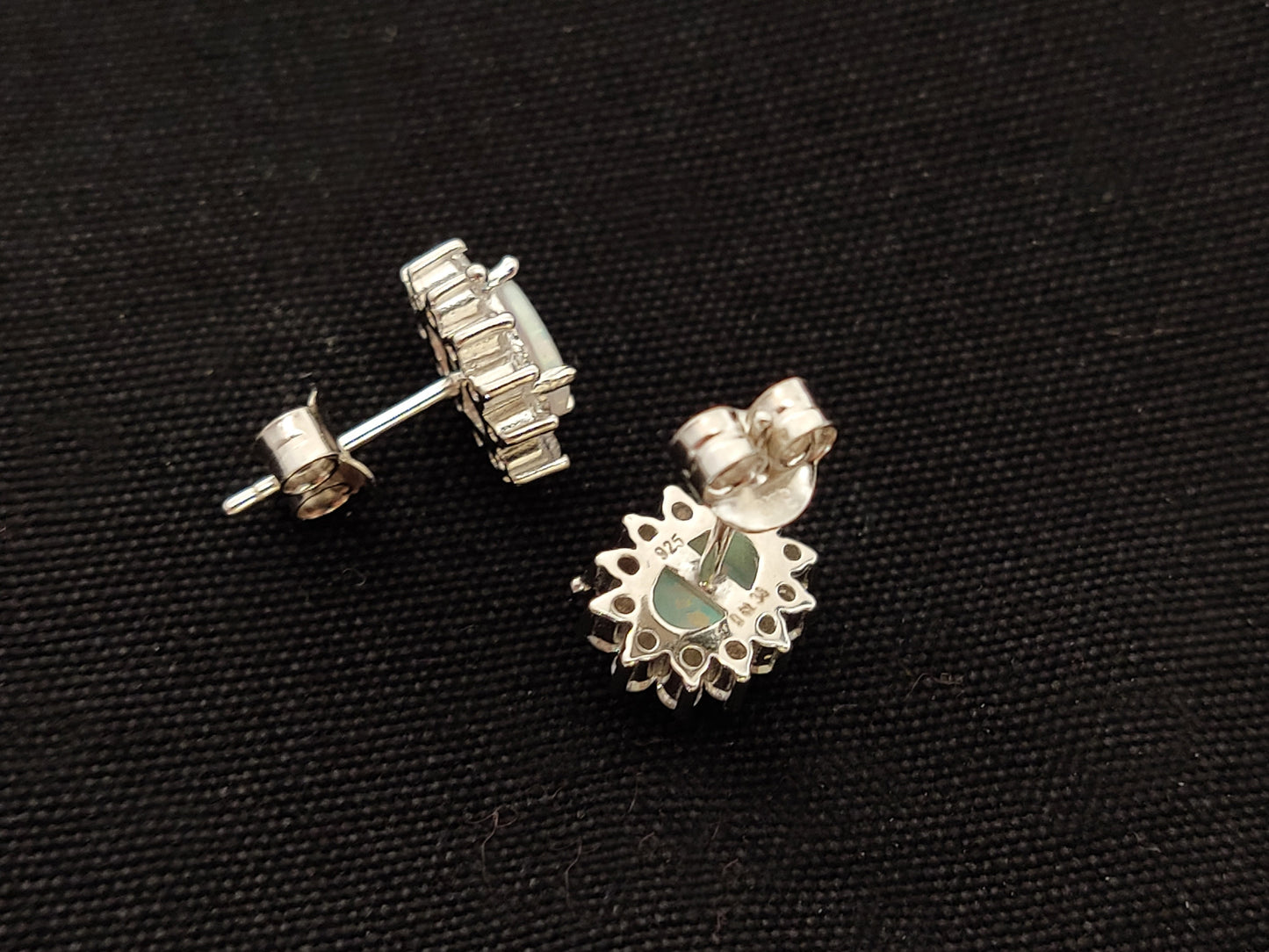 Sterling Silver 925 Oval Rosetta White Opal Small Stud Earrings 9x10mm, Opal Crystals Earrings, Griechisches Silber Ohrringe Bijoux Grecque