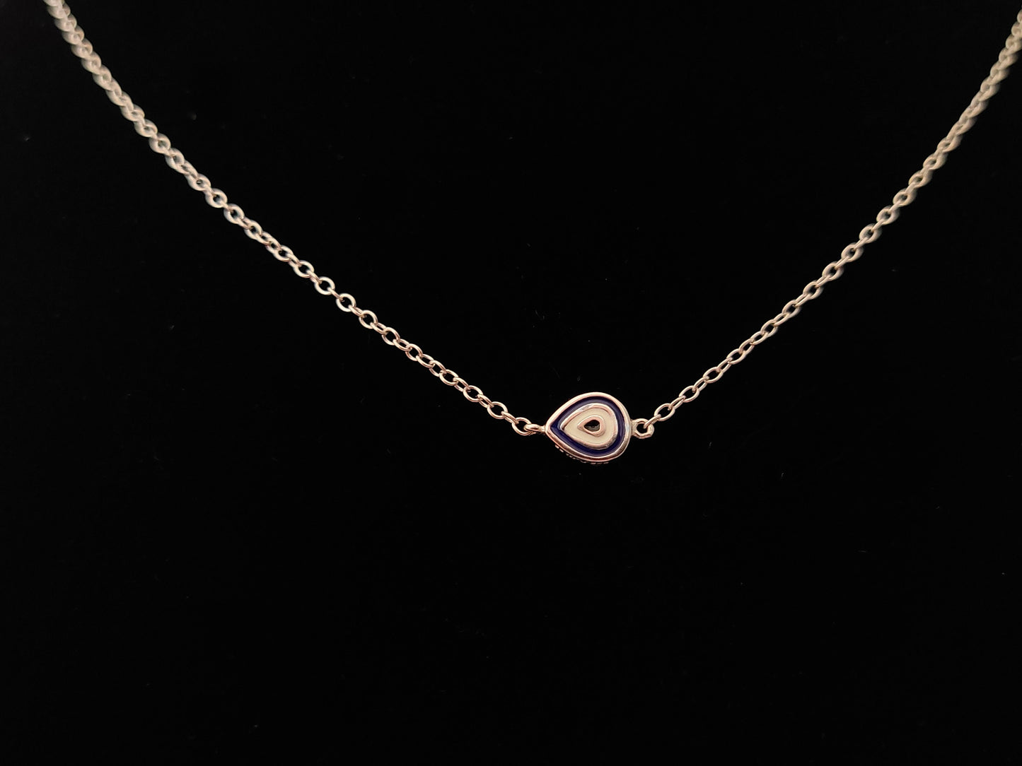Sterling Silver 925 Small Minimalist Good Luck Enamel Evil Eye Chain Pendant Necklace, Griechischer Kette, Bijoux Grecque, Greek Jewelry