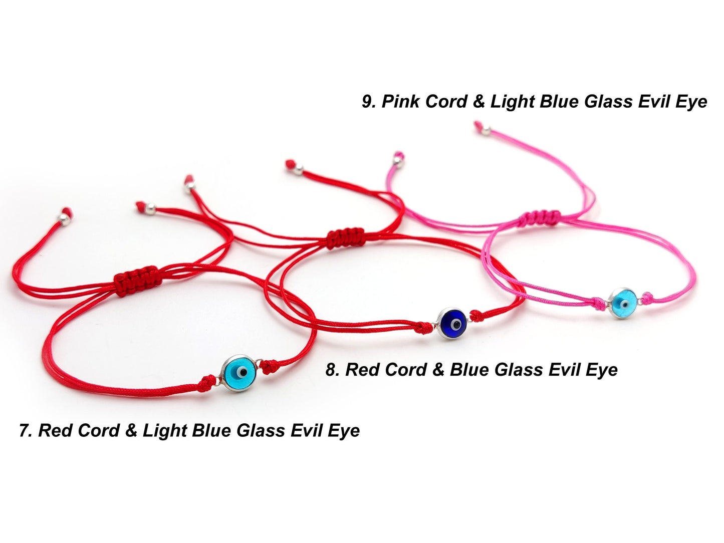 Evil Eye Silver Greek Bracelet, Good Luck 7mm Handmade Adjustable Cord Bracelet , Griechische Silber Armband, Bijoux Grecque