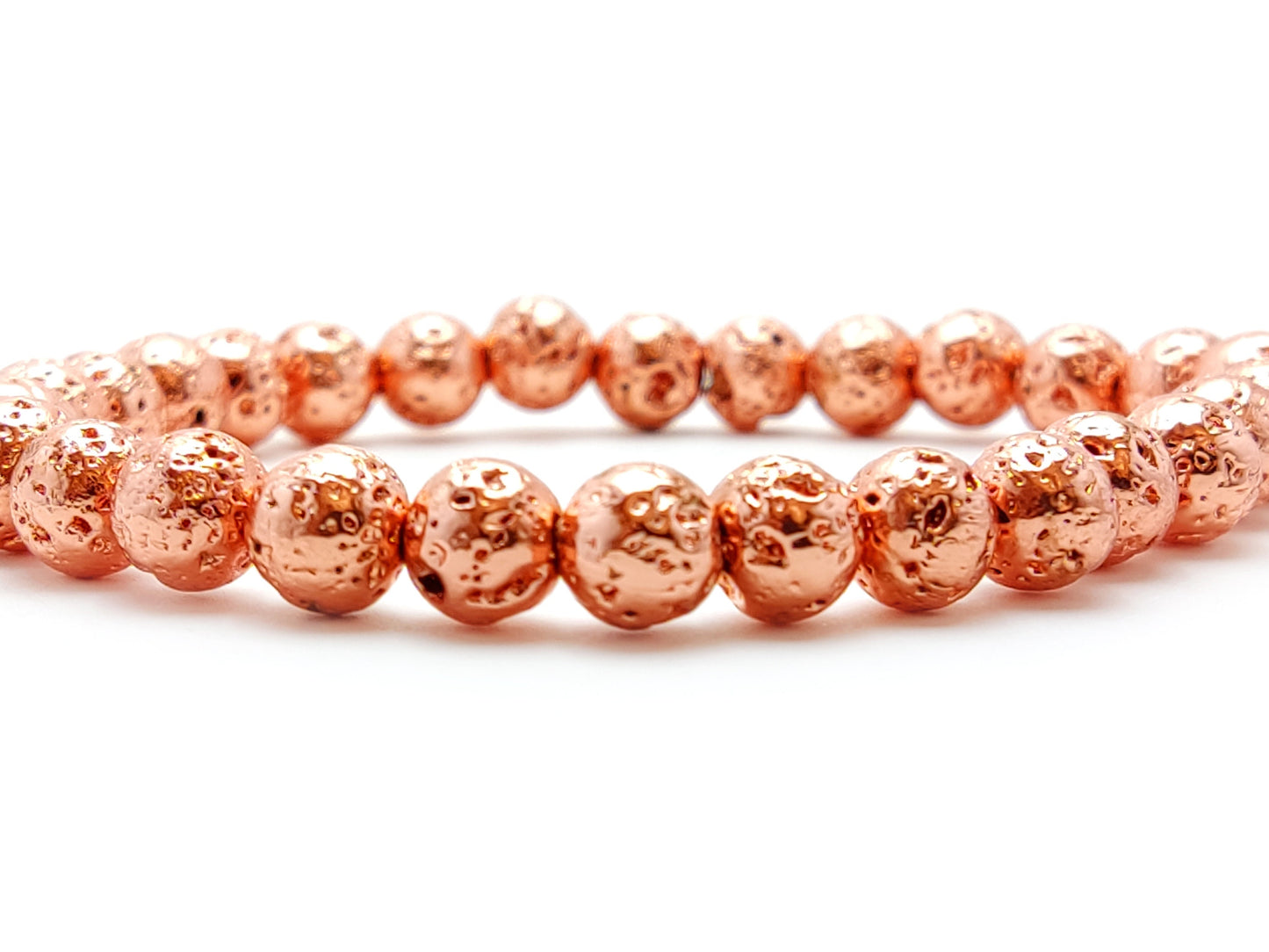 Volcanic Lava Copper Rose Gold Plated Small Stones 6mm Stretch Bracelet, Rose Color Lava Stone Bracelet, Jewelry From Greece, Lava Jewelry