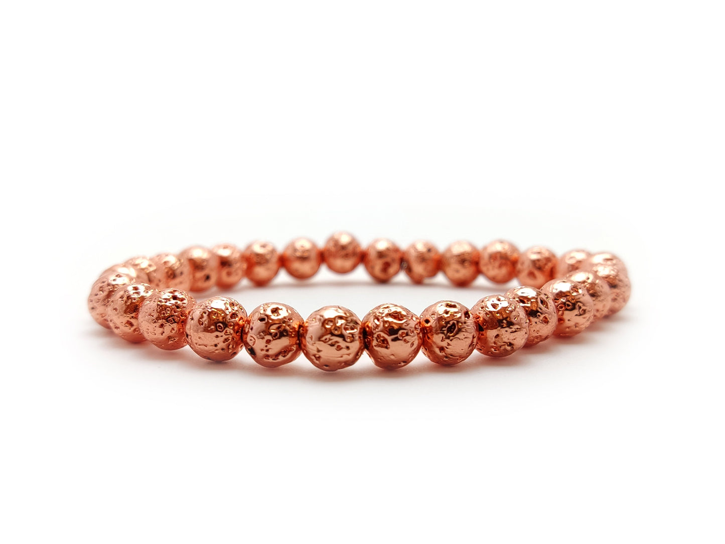 Volcanic Lava Copper Rose Gold Plated Small Stones 6mm Stretch Bracelet, Rose Color Lava Stone Bracelet, Jewelry From Greece, Lava Jewelry