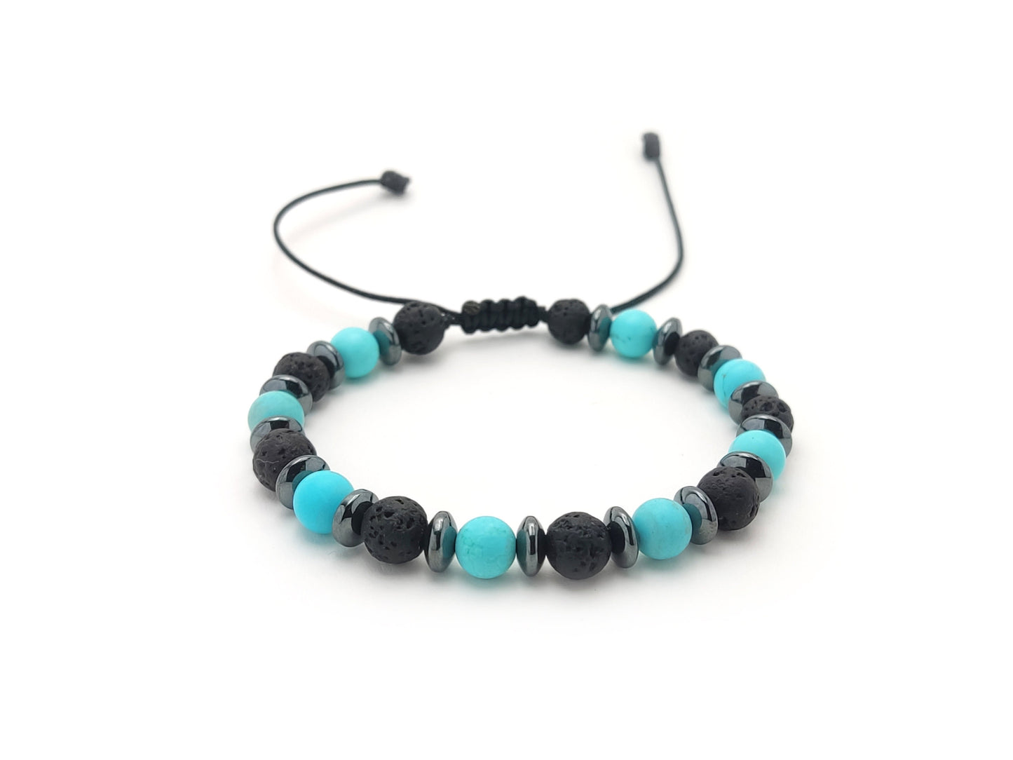 Lava Bracelet, Lava Turquoise Men Women Adjustable Bracelet, Turquoise Bracelet, Santorini Volcanic Lava Stone Bracelet, Mens Bracelet, Lava