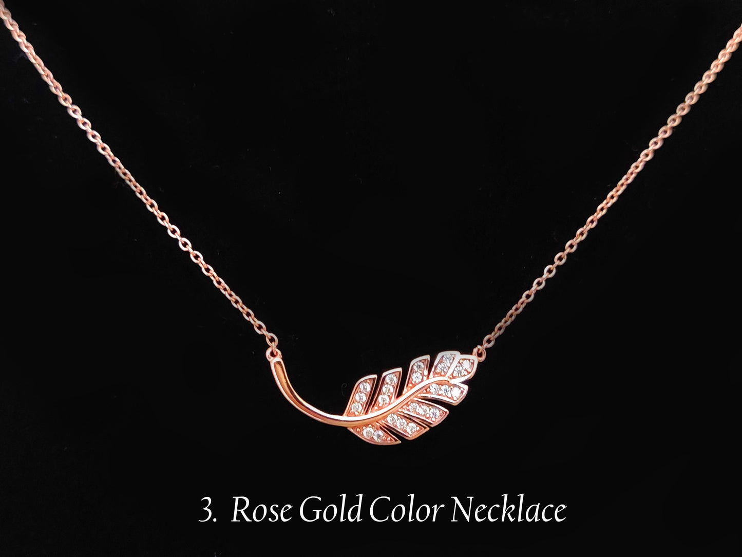 Sterling Silver 925 Silver-Gold-Rose Gold Small Cubic Zirconia Crystals Leaf Necklace, Tiny Leaf Pendant 8x25mm, Minimalist Necklace Jewelry