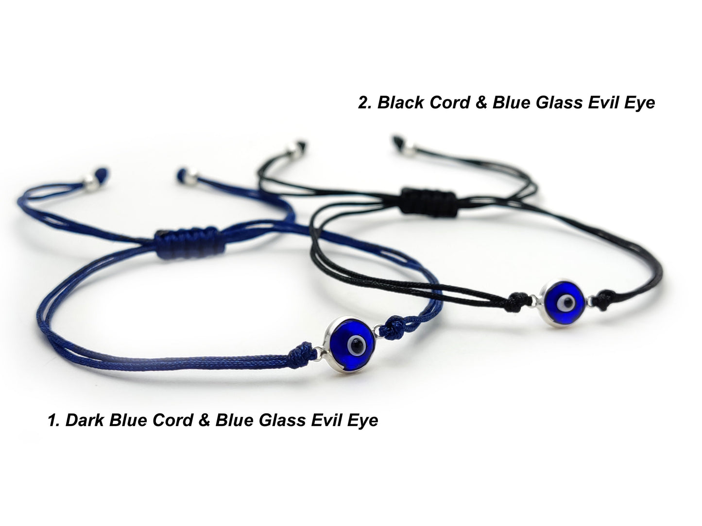 Evil Eye Silver Greek Bracelet, Good Luck 7mm Handmade Adjustable Cord Bracelet , Griechische Silber Armband, Bijoux Grecque