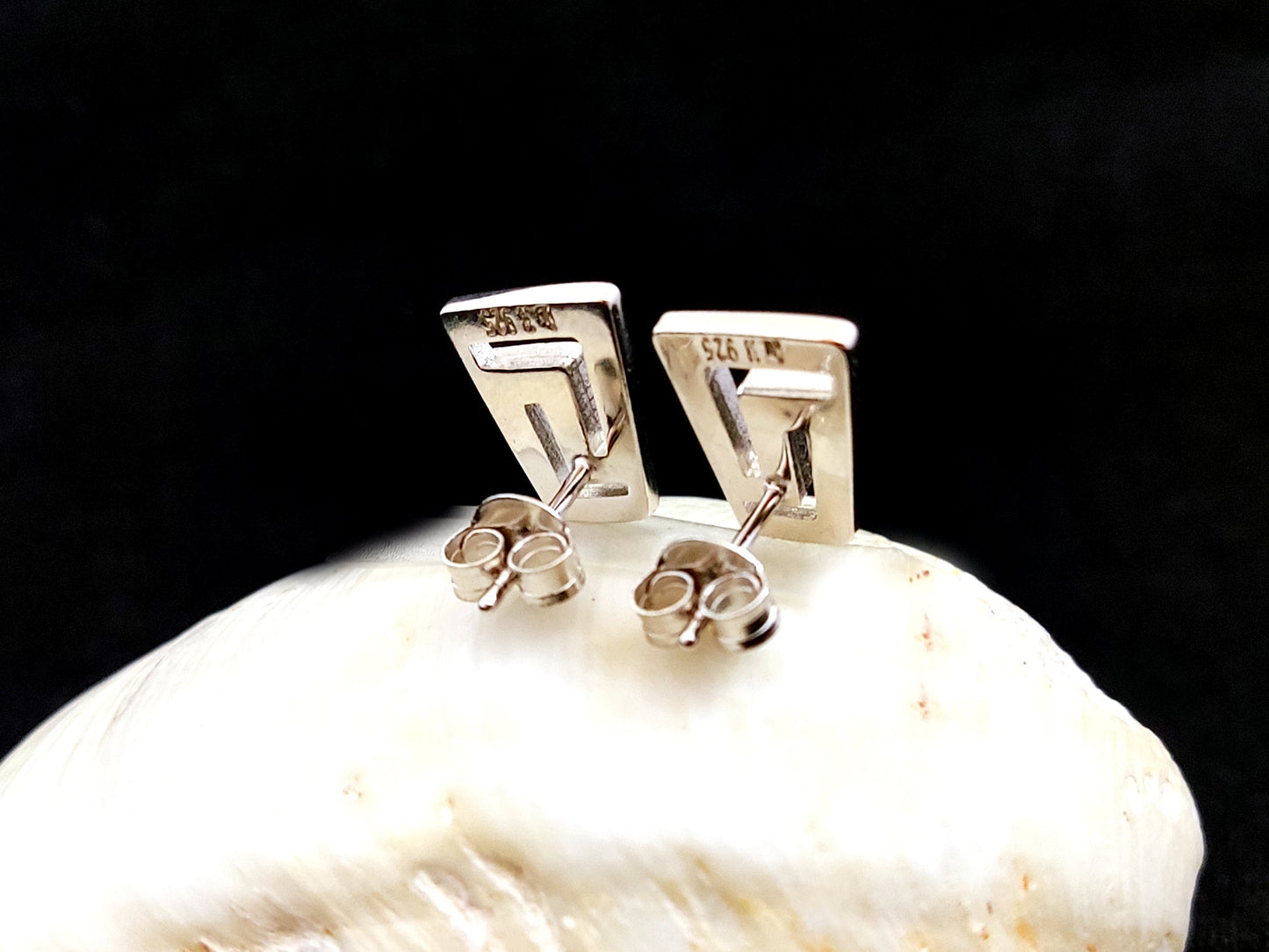 Sterling Silver 925 Greek Fire Blue Opal Stud Gradual Earrings 12x9mm, Greek Opal Square Earrings, Greek Jewelry, Griechischer Opal Ohrringe