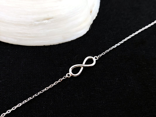 Sterling Silver 925 Infinity Eternity Loop Fine Chain Adjustable Minimalist Bracelet , Griechischer Silber Armband, Bijoux Grece, Crete