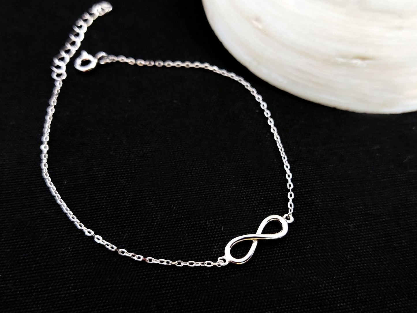 Sterling Silver 925 Infinity Eternity Loop Fine Chain Adjustable Minimalist Bracelet , Griechischer Silber Armband, Bijoux Grece, Crete
