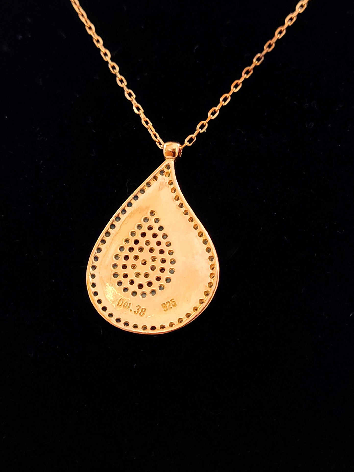 Silver Evil Eye Necklace, Greek Drop Shape Evil Eye Mati Rose Gold Plated Pendant 22x16mm , Enamel Crystals Evil Eye Jewelry, Good Luck Mati